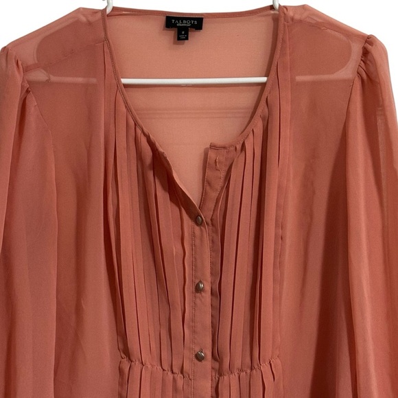 Talbots Sheer Pink Mauve Blouse Top 8 - Picture 3 of 6